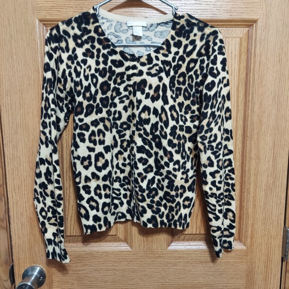 H&M Womens Size Small Leopard Print Button-Up Cardigan Sweater Cotton - Picture 1 of 6